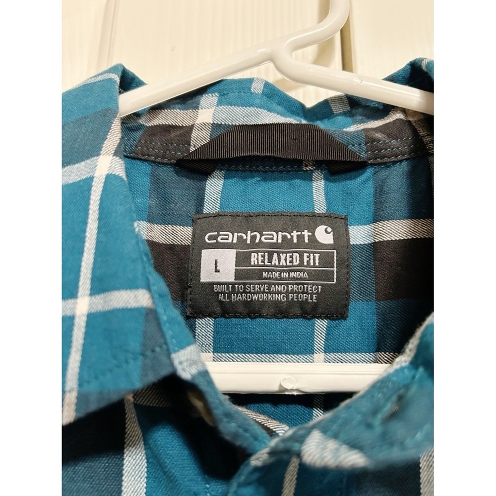 Carhartt Relaxed Fit Button Up Plaid Shirt Large Workwear Utility Rugged